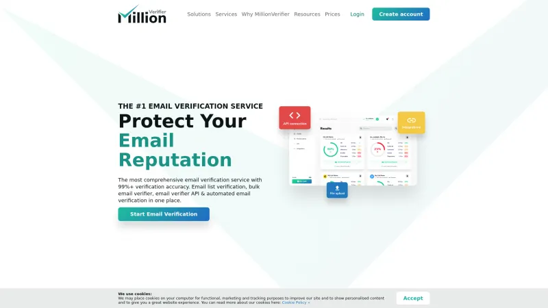 Homepage of MillionVerifier