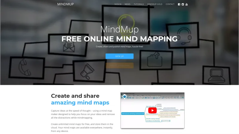 Homepage of MindMup