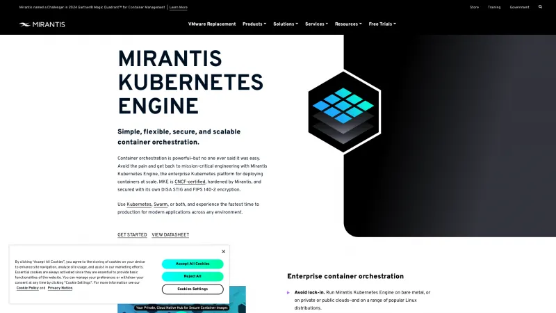 Homepage of Mirantis Kubernetes Engine