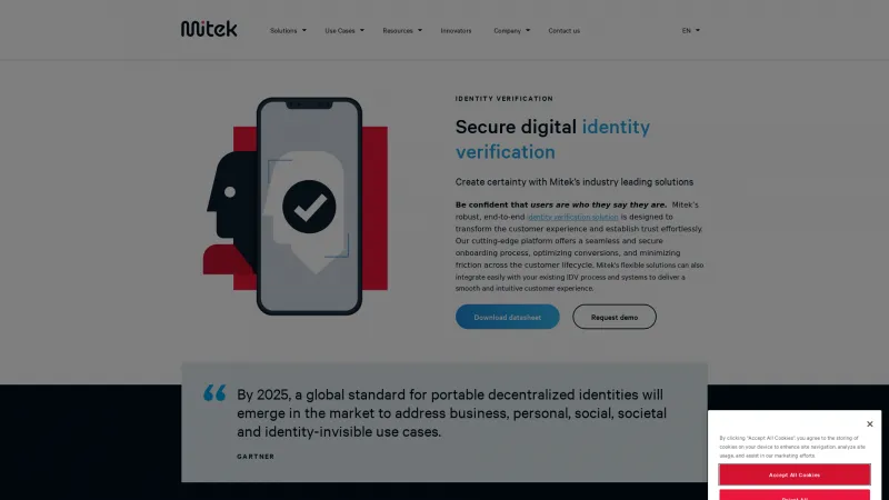 Homepage of Mitek Mobile Verify