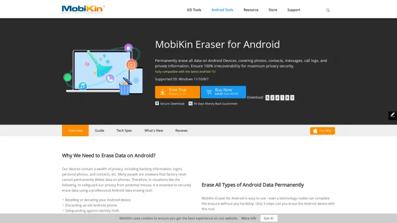 Homepage of MobiKin Eraser for Android