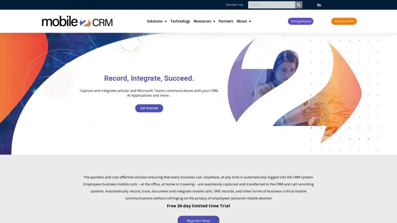 Homepage of Mobile2CRM