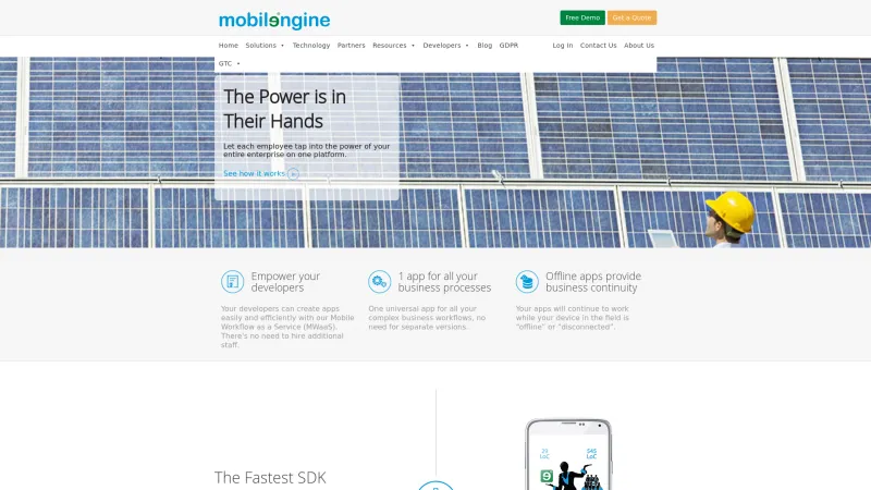 Homepage of Mobilengine