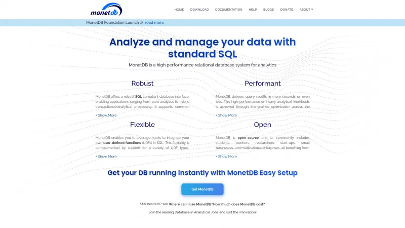 Homepage of MonetDB