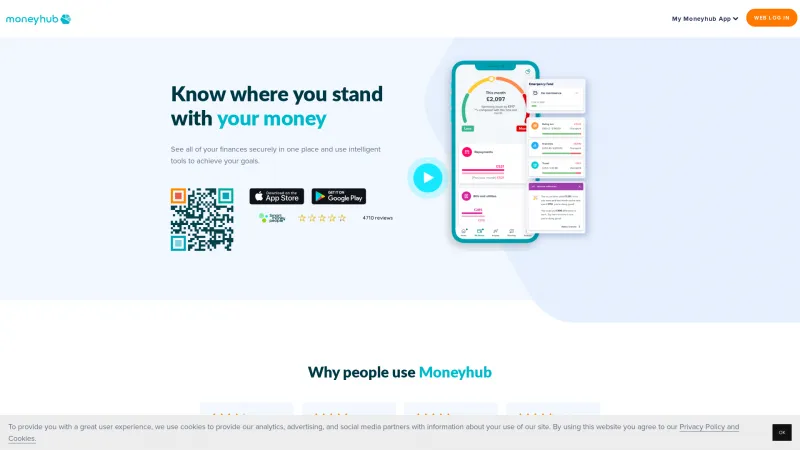 Homepage of Moneyhub