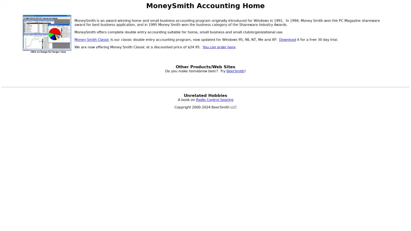 Homepage of MoneySmith