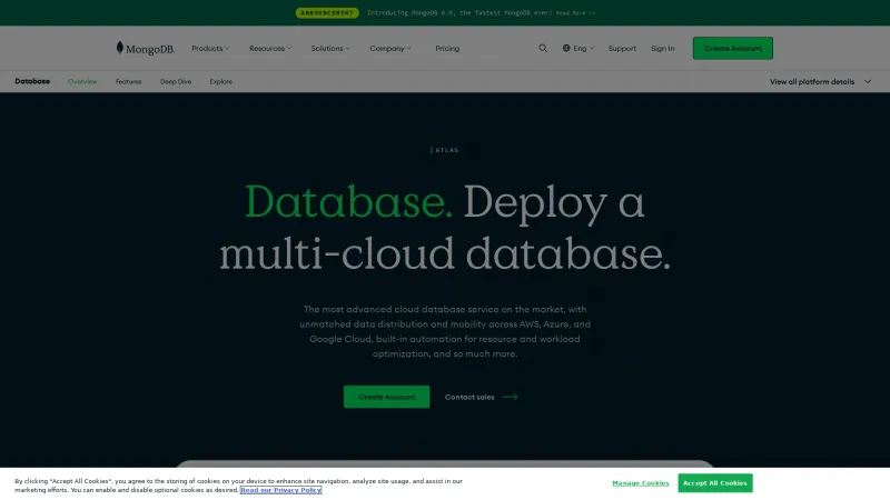 Homepage of MongoDB Atlas