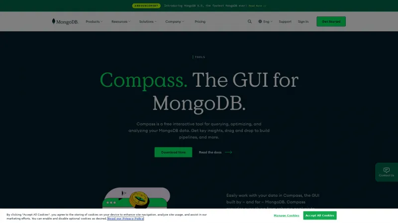 Homepage of MongoDB Compass