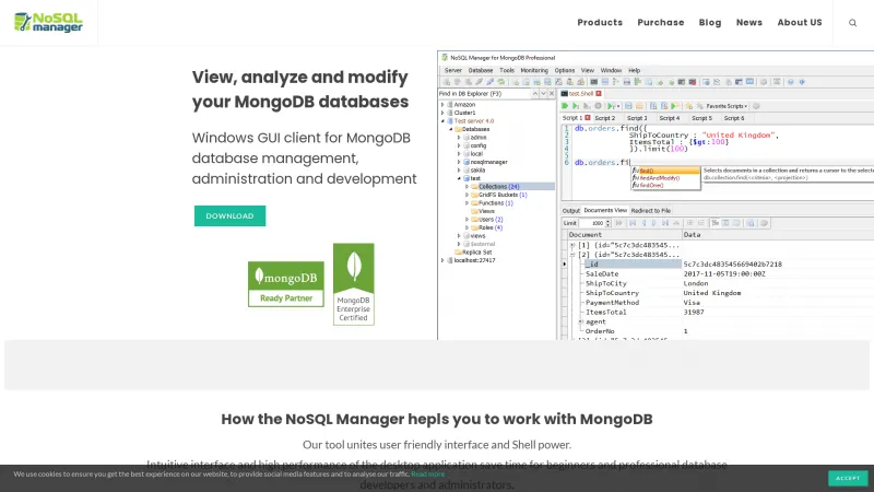 Homepage of NoSQL Manager