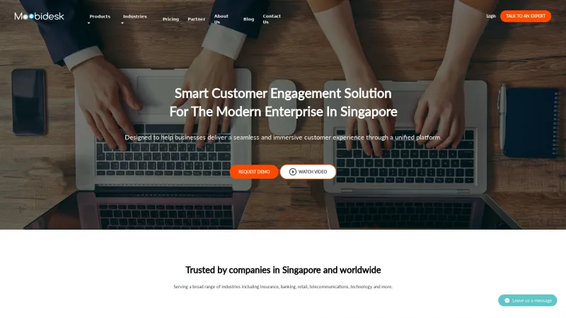 Homepage of Moobidesk