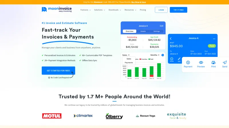 Homepage of Moon Invoice