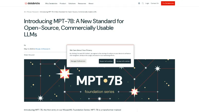 Homepage of MPT-7B