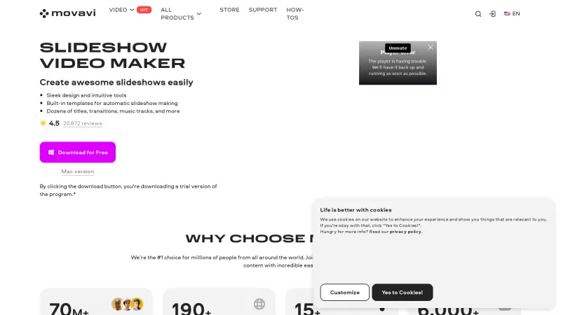 Homepage of Movavi Slideshow Maker