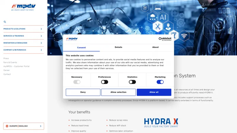 Homepage of HYDRA Software