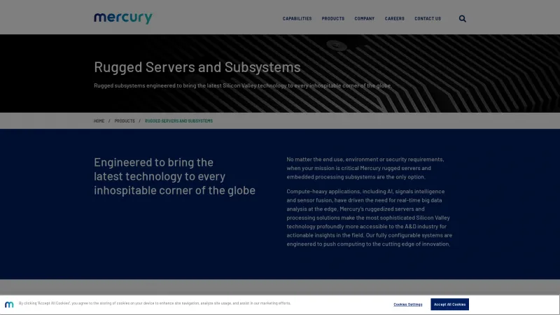 Homepage of Mercury Rugged Edge Servers