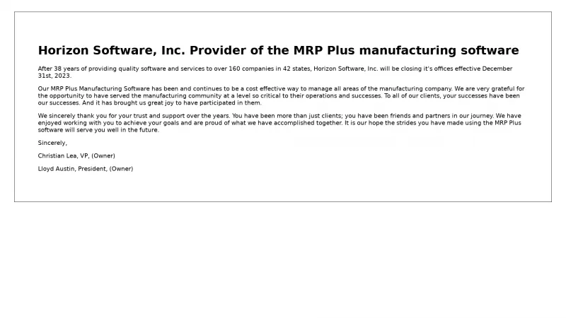 Homepage of MRP Plus