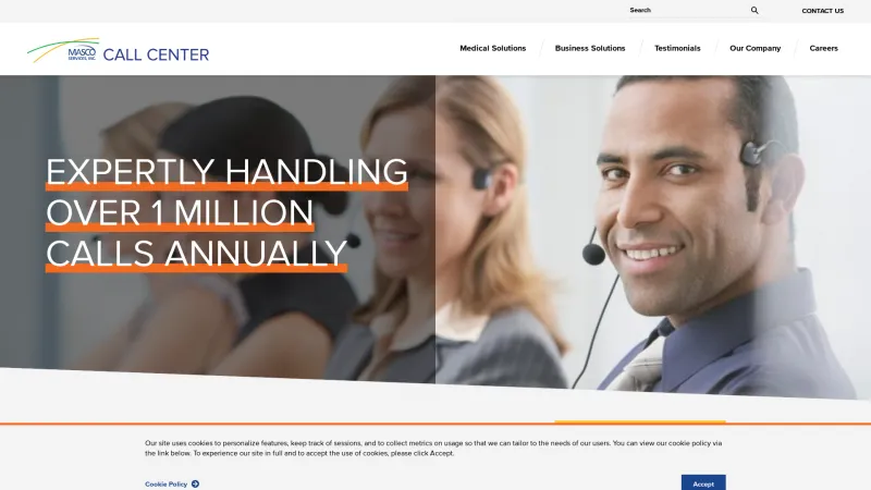 Homepage of MASCO Services Call Center