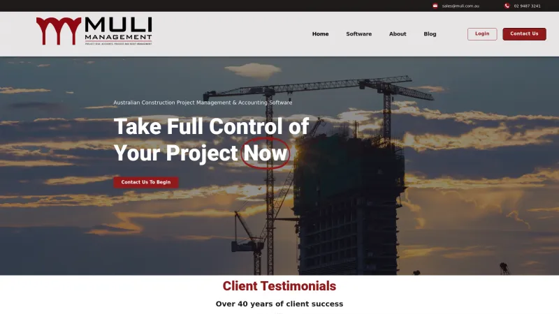 Homepage of Muli Construction Accounting