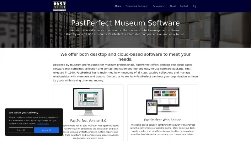 Homepage of PastPerfect