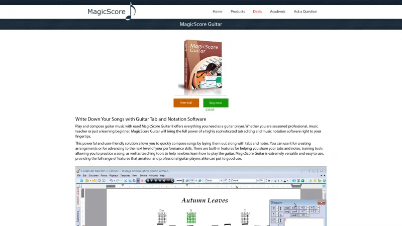 Homepage of MagicScore Guitar