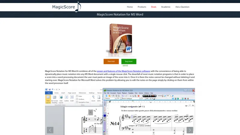 Homepage of MagicScore Notation