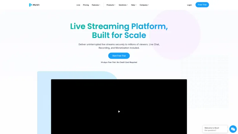 Homepage of Muvi Live