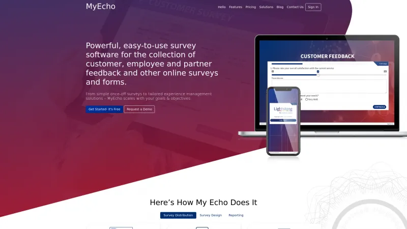 Homepage of MyEcho