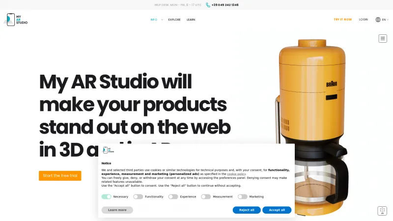 Homepage of My AR Studio