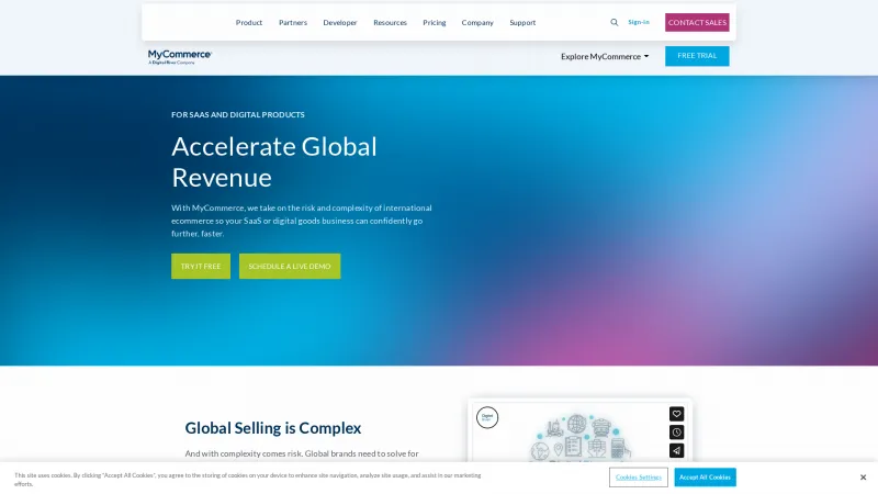 Homepage of MyCommerce