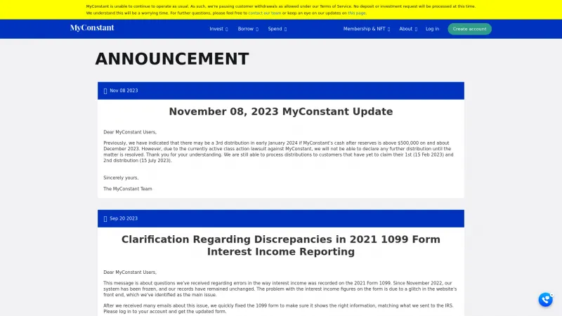 Homepage of MyConstant