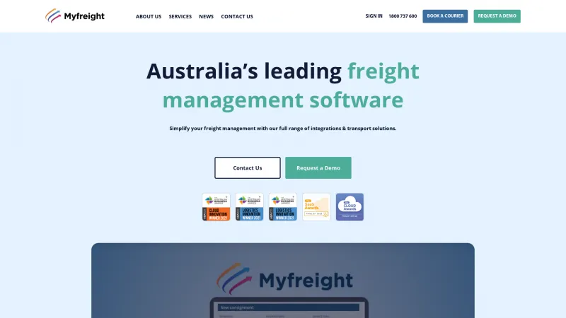 Homepage of MyFreight