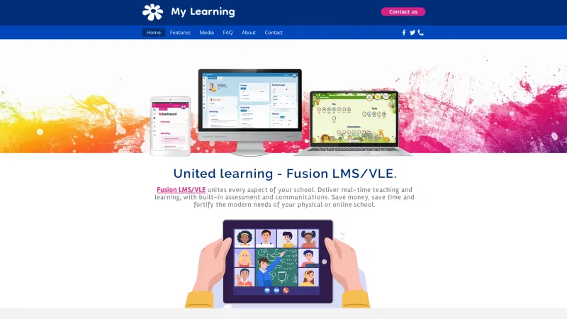 Homepage of Fusion VLE