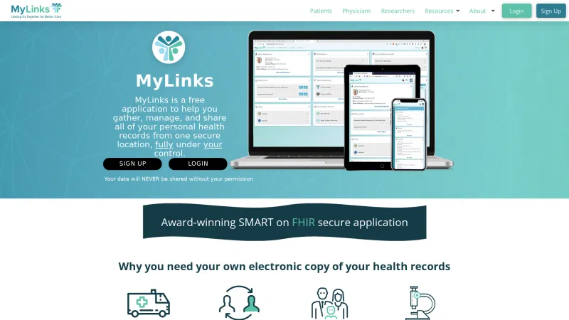 Homepage of MyLinks