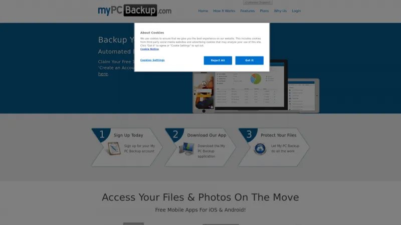 Homepage of MyPCBackup