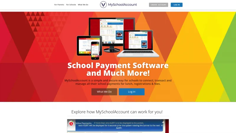 Homepage of MySchoolAccount