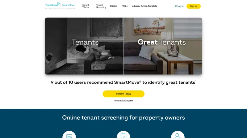 Homepage of TransUnion SmartMove