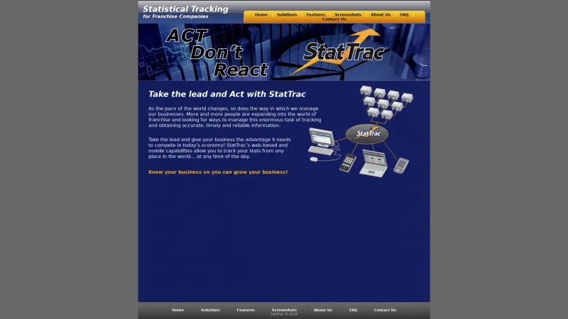 Homepage of StatTrac Software