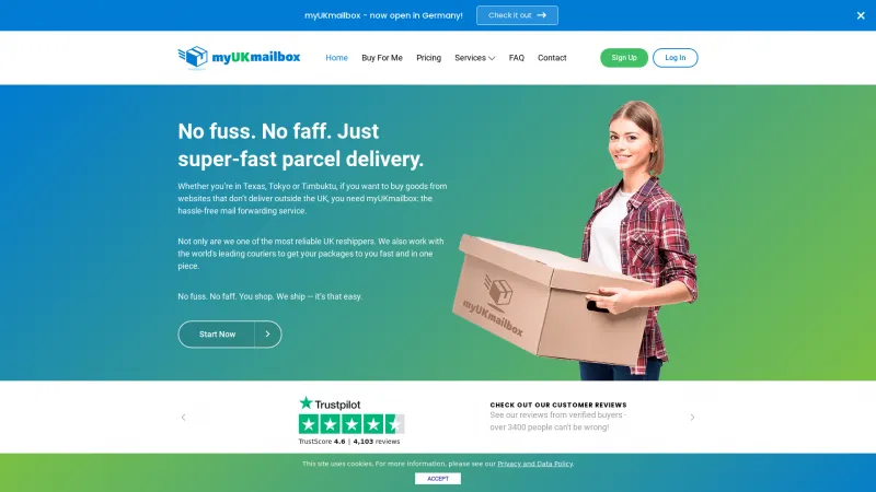 Homepage of MyUKMailbox