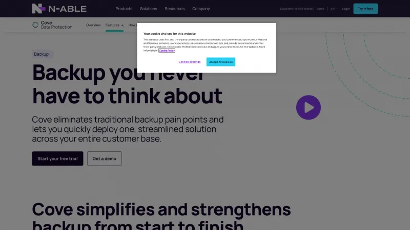 Homepage of Cove Data Protection