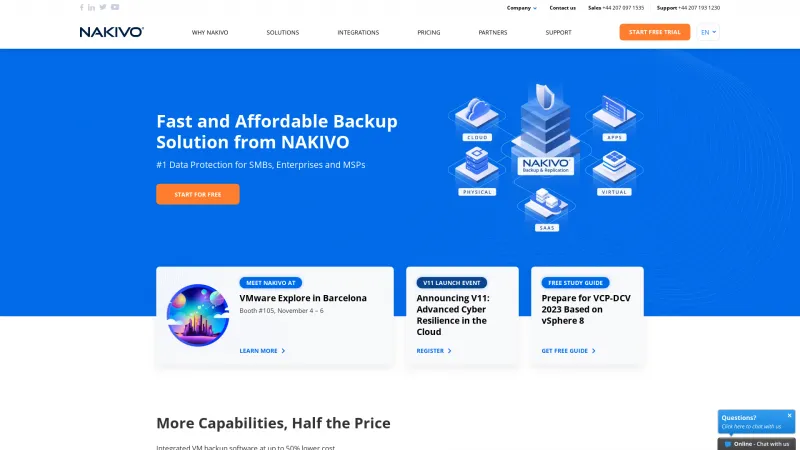 Homepage of NAKIVO Backup & Replication