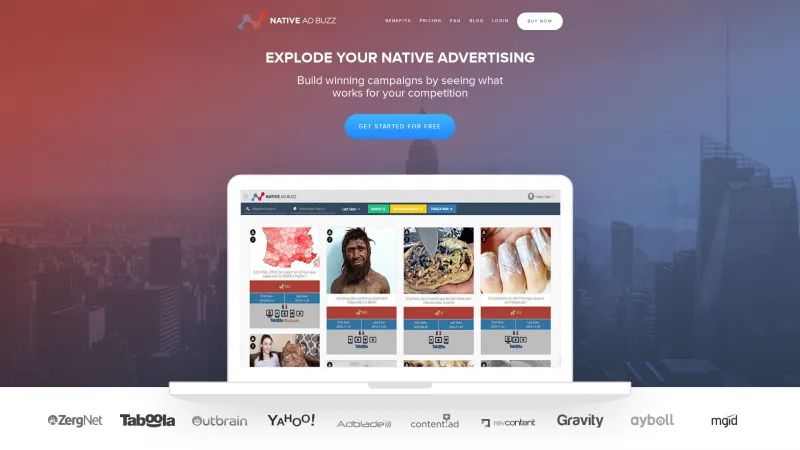 Homepage of Native Ad Buzz