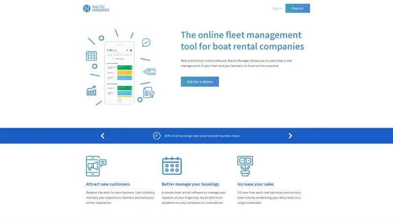 Homepage of Nautic Manager