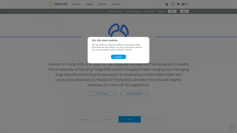 Homepage of Navicat for PostgreSQL