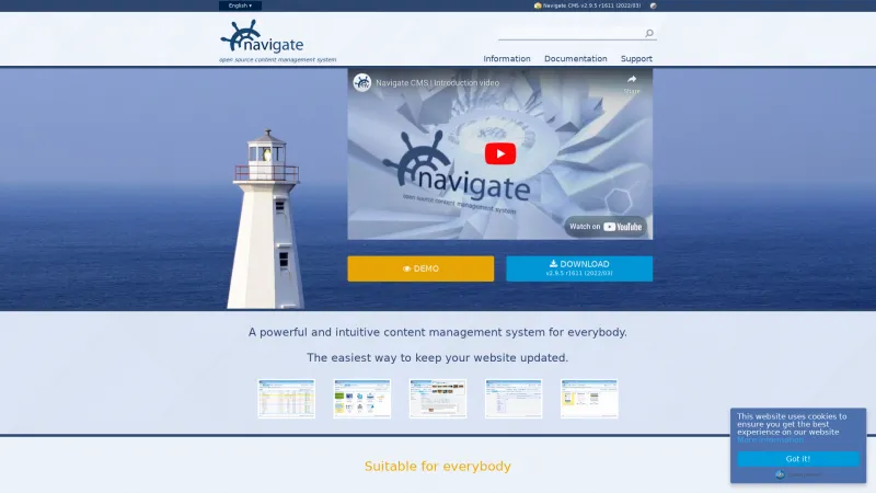 Homepage of Navigate CMS