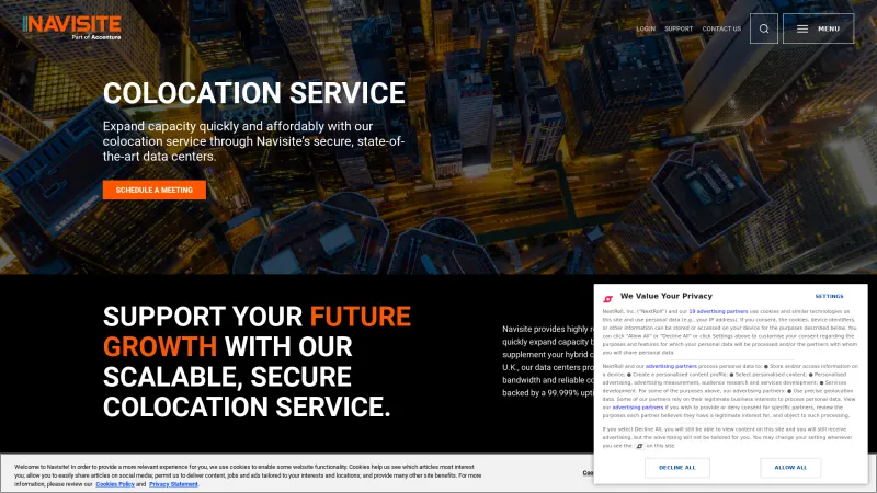 Homepage of Navisite Colocation