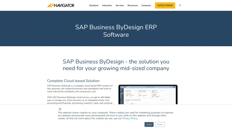 Homepage of SAP Business ByDesign