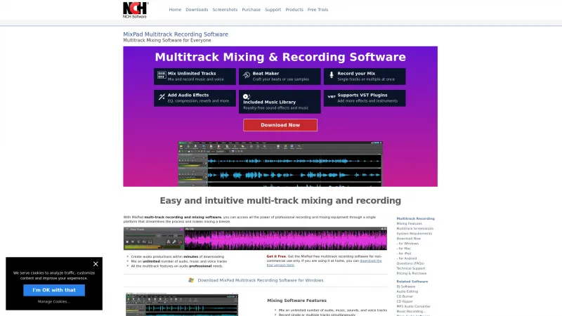 Homepage of MixPad