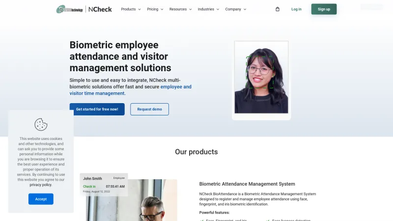 Homepage of NCheck BioAttendance