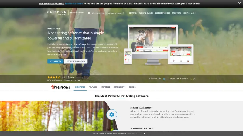 Homepage of PetSitCare