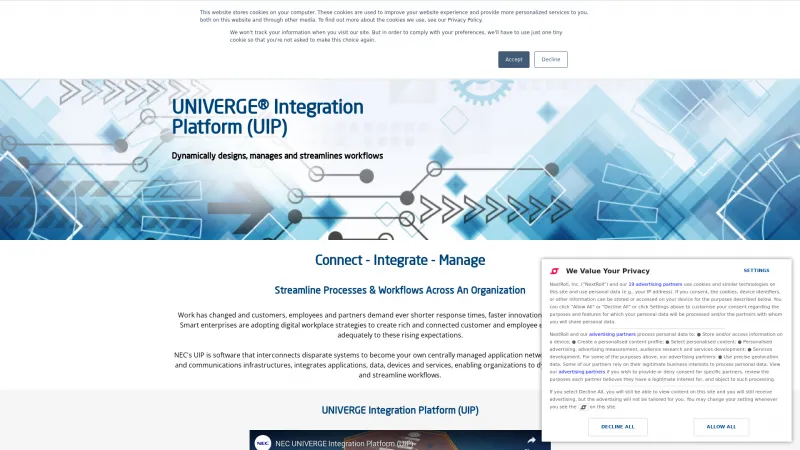 Homepage of NEC UNIVERGE